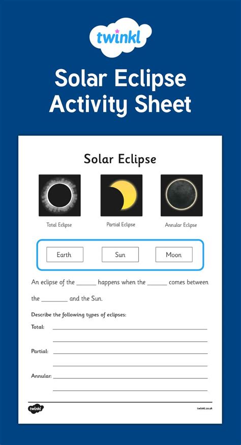 Solar Eclipse Worksheet Elementary