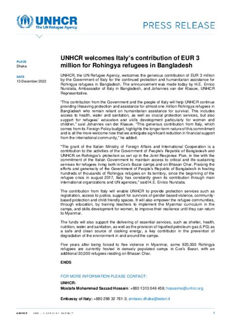 Document Press Release English Unhcr Welcomes Italys