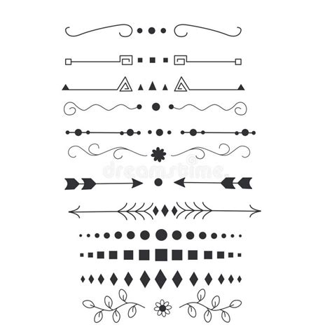 Text Divider Thin Line Icons Set Simple Separator Black Contour Symbol