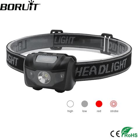 BORUiT 3W Powerfull Mini Headlamp Red Light LED Headlight 4 Mode