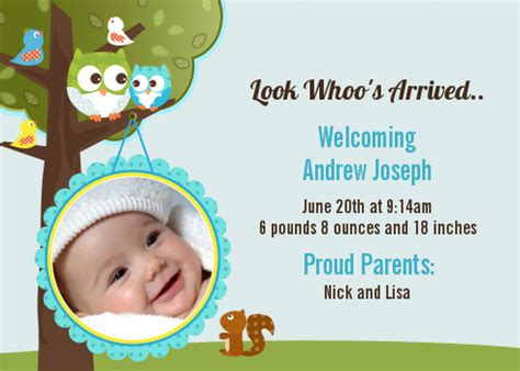 Owl Look Whooo S Having A Boy Photo Birth Announcement Cards