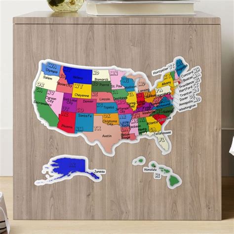 "Colorful united states administrative map with states and capitals names" Sticker for Sale by ...