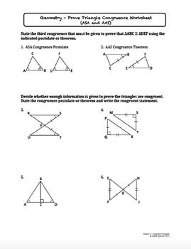 Prove Triangle Congruence Sss Sas Asa Aas Lesson With Homework