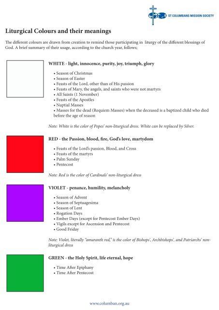 PDF: Liturgical colours and their meanings