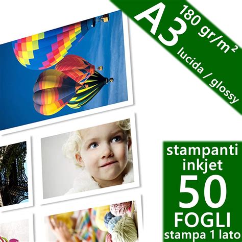 Carta Fotografica Confezione 50 Fogli Carta Fotografica A3 Premium Foto