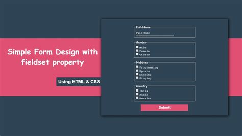 Simple Form Design Using Fieldset Property Htmlandcss Codeera Youtube