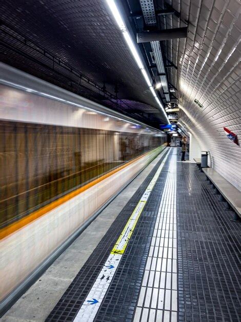 Premium Photo Metro Train In Motion Barcelona Spain