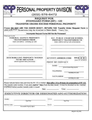 Fillable Online App Ocp Dc Request For Standard Form App Ocp Dc