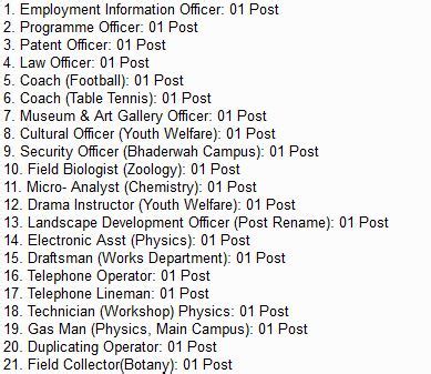 Jammu University Recruitment For Various Vacancies Jobs In Jammu