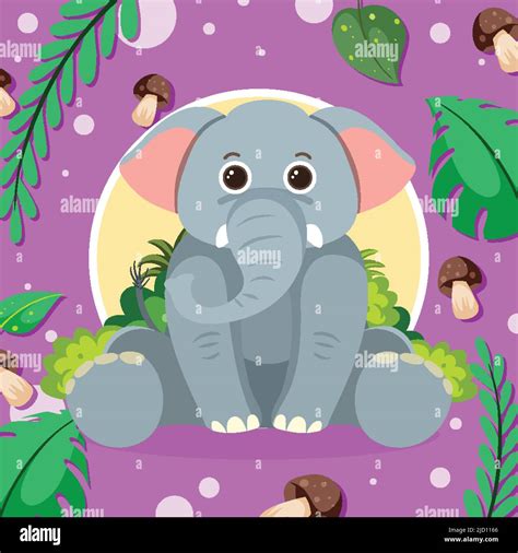 Cute Elephant In Flat Cartoon Style Illustration Stock Vector Image