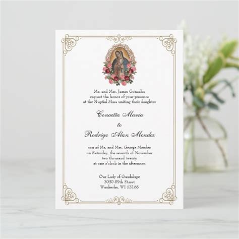 Elegant Catholic Virgin Guadalupe Wedding Invitation Zazzle