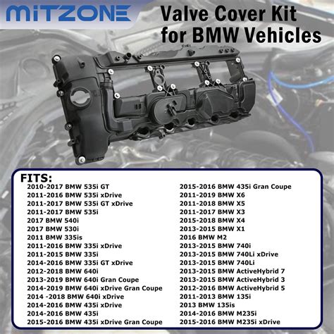 MITZONE N55 Engine Valve Cover With Gasket Bolts Kit Oil Cap For BMW