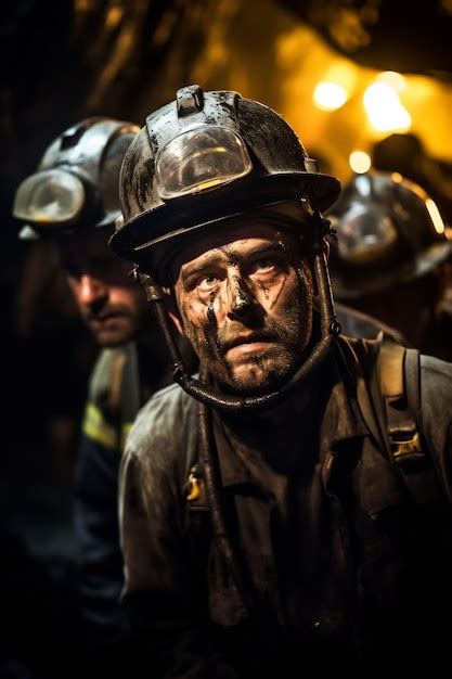 Premium AI Image A Man In A Firefighter S Helmet And Goggles Stands