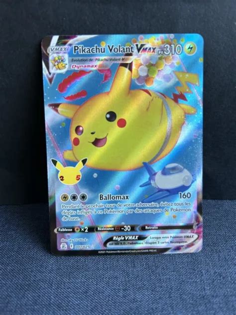 CARTE POKEMON 25 ans célébrations Pikachu Volant Vmax 007 025 Fr EUR 4