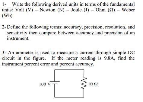 Solved 1- ﻿Write the following derived units in terms of the | Chegg.com 