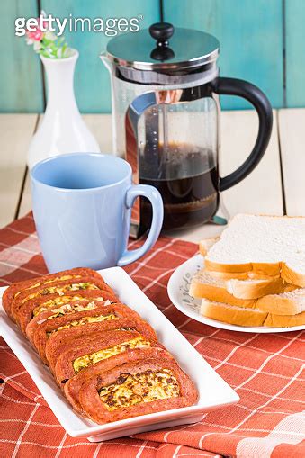 Meat Loaf With Fried Scrambled Egg With Cabbage