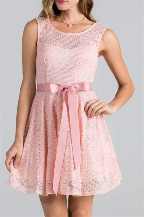 Secret Kiss Blush Pink Lace Skater Dress Pink Skater Dress Lace