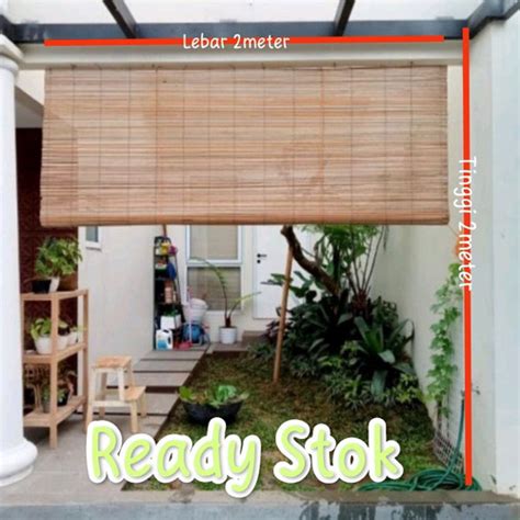 Jual Krey Tiray Bambu Sawit Kerei Tirai Outdoor Ukuran 2x2m Paket