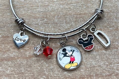 Mickey Charm Bracelet Disney Themed Bracelet Disney Etsy Uk