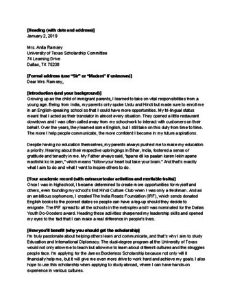 Letter Of Intent Sample For Scholarship Grant PDF Template