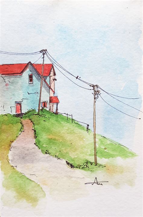 Watercolor study of a Cottage : r/Paintings