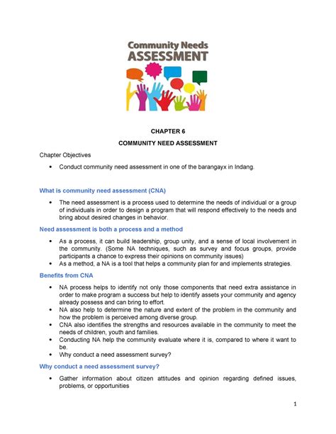 Module 2 Lecture Chapter 6 Community Need Assessment Chapter Objectives Conduct Community Need