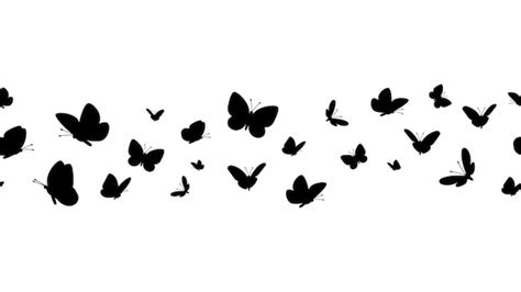 Premium Vector Flying Butterflies Silhouettes Butterfly Seamless Border