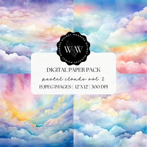 pastel clouds digital paper pastel cloud pattern rainbow clouds