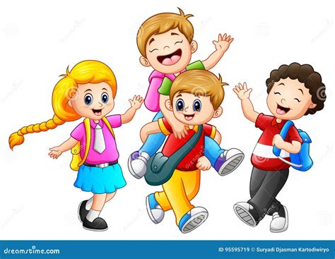 Imagens De Crianças Desenhos - Os Desenhos Animados Das Crianças Felizes Ilustração do Vetor ...