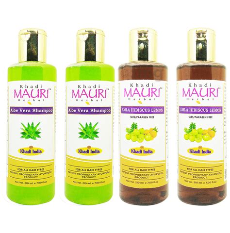 Khadi Mauri Herbal Combo Pack Of Aloe Vera And Amla Hibiscus Lemon Shampoo 210ml Each Buy Combo