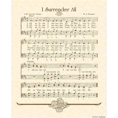 I SURRENDER ALL Hymn Art Christian Home Decor Vintageverses Etsy I