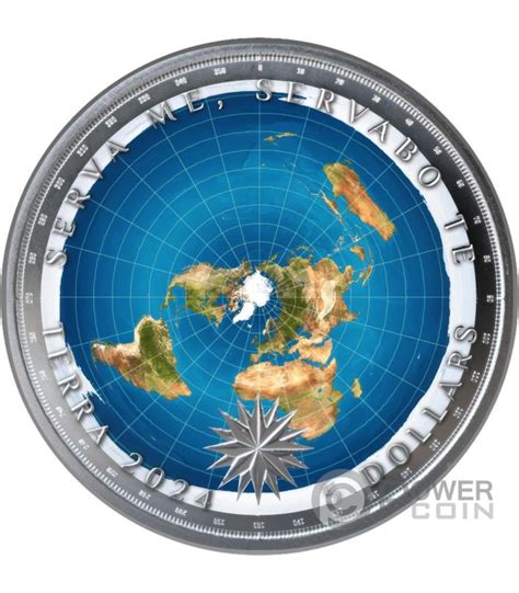 FLAT EARTH Conspiracies Terra 1 Oz Moneta Argento 5 Tokelau 2024