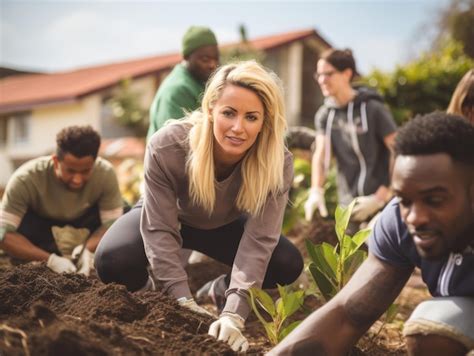 Grupo De Voluntarios Que Plantan Pl Ntulas De Rboles En El Parque