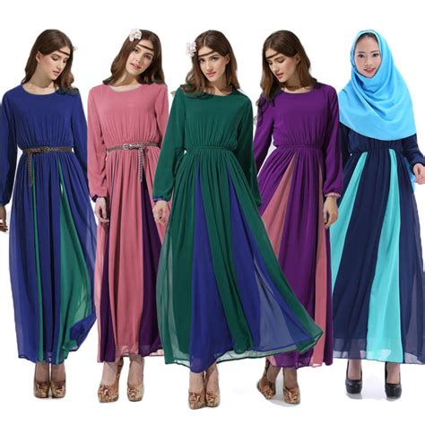 Middle East Long Sleeve Abayas Chiffon Muslim Vintage Clothing