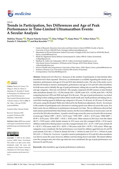 Pdf Trends In Participation Sex Differences And Age Of Peak