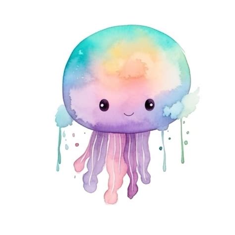 Premium Photo | Watercolor illustration of a jellyfish.