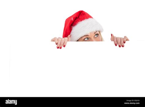 Festive Blonde Showing White Poster Stock Photo Alamy