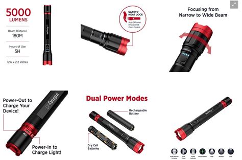 Costco Infinity X1 5000 Lumen Dual Power Focusing Rechargable Flashlight 2999