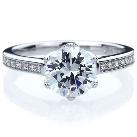 8mm Platinum Plated Silver 2ct Cz 6 Prong Solitaire Wedding Engagement Ring Ebay