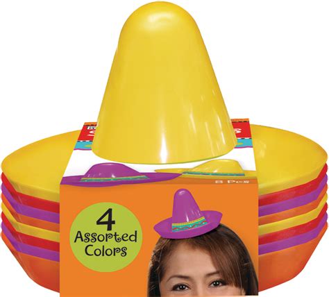 Fiesta Mini Plastic Sombrero Hats Multi Coloured One Size 8 Pk Wearable Costume Accessory