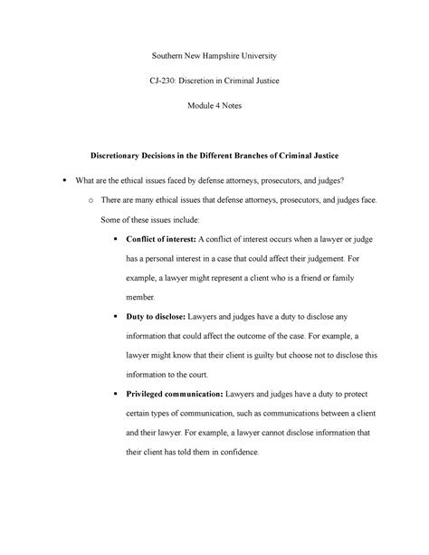 Cj 230 Module 4 Notes Southern New Hampshire University Cj 230 Discretion In Criminal Justice