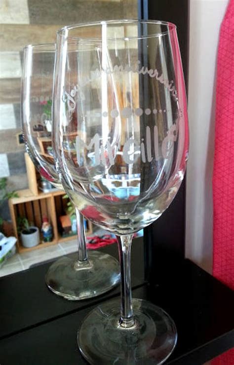 Coupe Vin Personnalis E En Verre D Poli Fait La Etsy