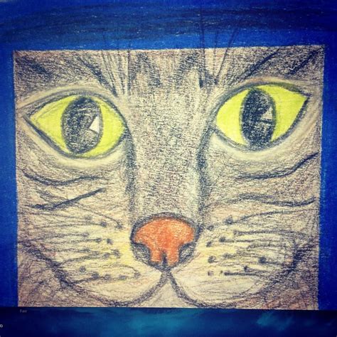 A colored pencil sketch of a cat face I will be turning into digital ...