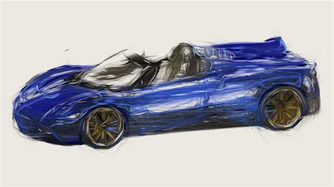 Pagani Huayra Roadster Car Drawing Digital Art By Carstoon Concept