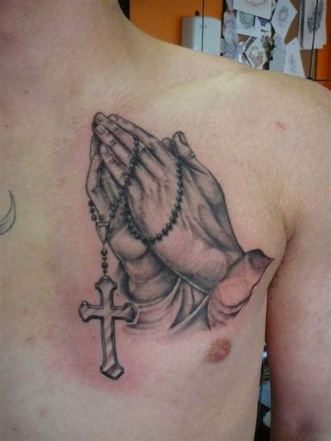 Praying Hands With Cross Tattoo