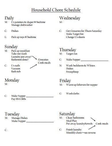 8+ Chore Schedule Templates in Google Docs | Word | PDF | Pages