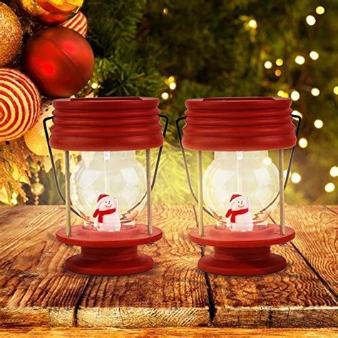 Christmas Solar Lanterns Hanging - 2 Pack Outdoor Solar Lights with ...