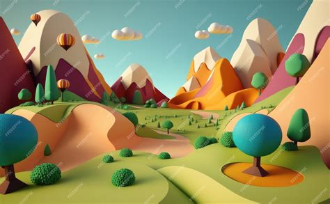 Premium Photo | A hills cartoon background illustrations for kids ...