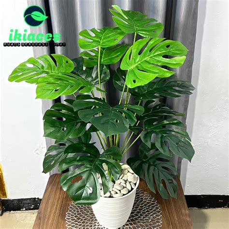 Jual DAUN MONSTERA JUMBO 18 CABANG DAUN MONSTERA ARTIFICIAL POT BUNGA