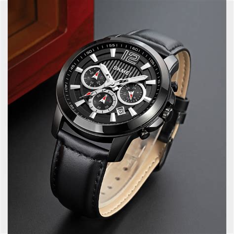 Jual Skmei Jam Tangan Pria Analog Chrono Leather Strap Jakmall